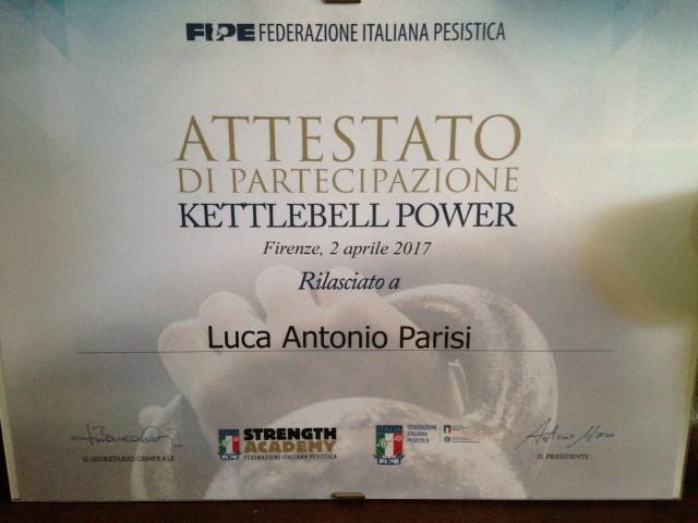 Luca Parisi - Personal Trainer Pisa - Certificato Kettlebell Power