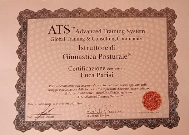 Luca Parisi - Personal Trainer Pisa - Diploma Ats Posturale